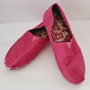 Toms Hot Pink Canvas Slip-On Flats
